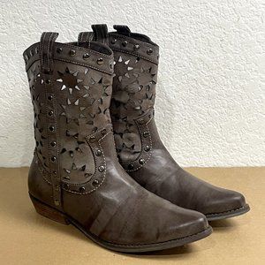 Paparazzi Womens Size 9 (39) Taupe See Through Studded Shoes Boots